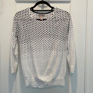 Banana Republic Navy & White Dotted Cotton Crewneck Sweater